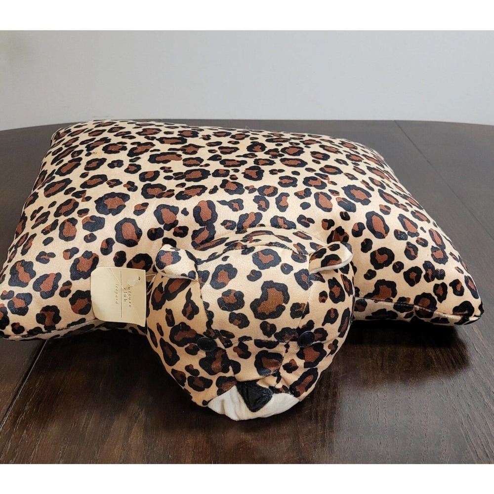 Vintage Pier One Imports Leopard Plush Stuffed Cheetah Tiger Pillow Tags NWT